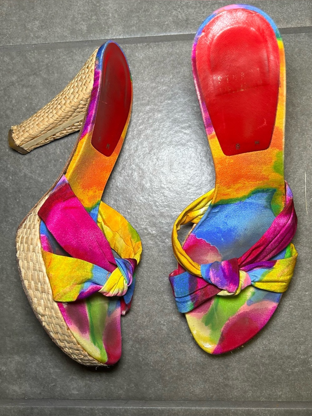 Stuart Weitzman Multicolor Knot Rattan High Heel Sandals Women’s Shoe Size 8